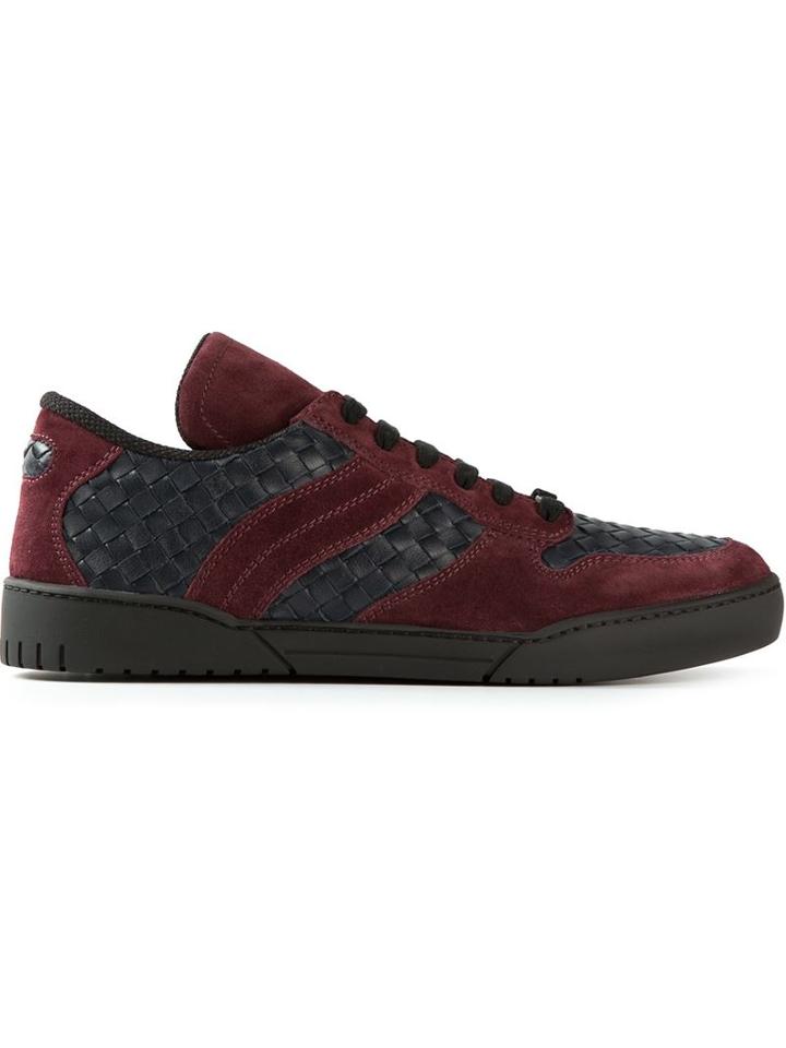 Bottega Veneta Intrecciato Sneakers, Men's, Size: 44, Red, Calf Leather