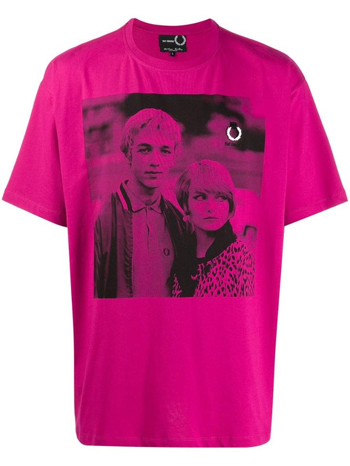 Raf Simons X Fred Perry Two Tone Print T-shirt - Pink