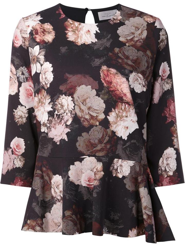 Preen By Thornton Bregazzi 'retta' Floral Print Top, Women's, Size: Large, Black, Spandex/elastane/viscose