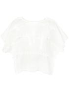 Julien David Tiered Tulle Blouse - White