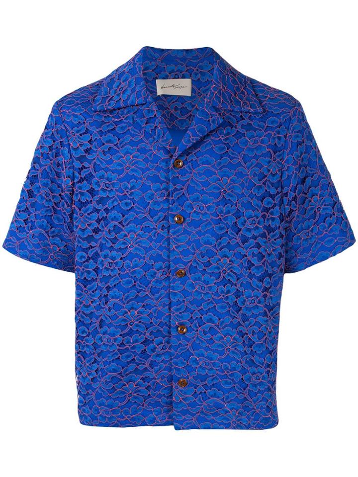 Necessity Sense Bali Cuban Collar Ss Shirt Magnetic Blue Lace