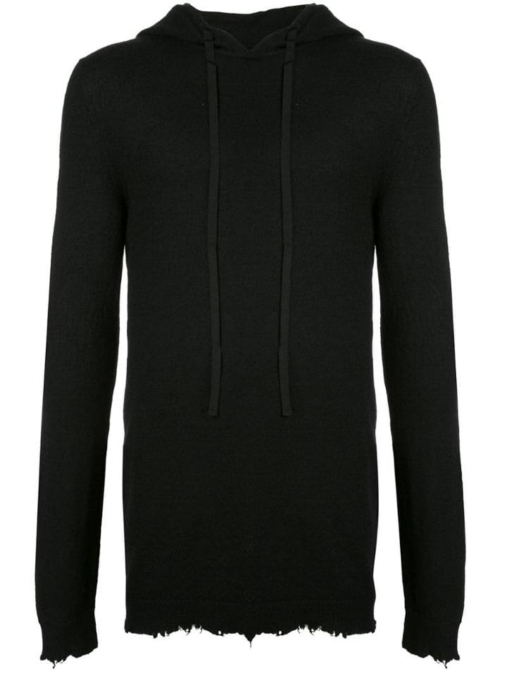 Unravel Project Distressed Detail Hoodie - Black