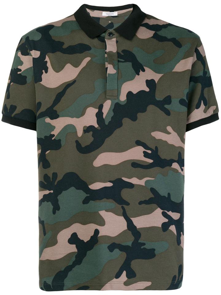 Valentino Camouflage Print Polo Shirt - Green