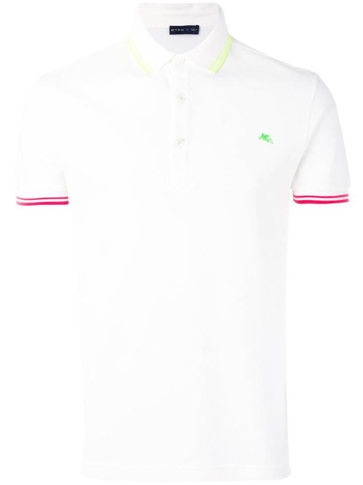 Etro - Neon Trim Polo Shirt - Men - Cotton/polyester - L, White, Cotton/polyester
