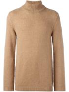 Roberto Collina Turtle Neck Sweater, Men's, Size: 54, Nude/neutrals, Nylon/camel Hair/merino