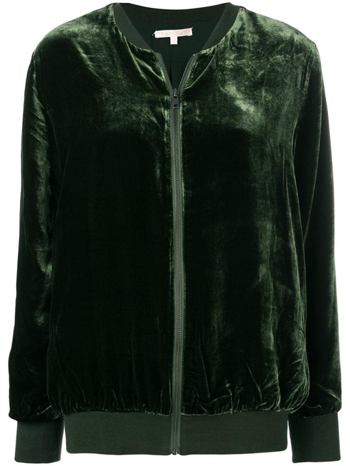 Gold Hawk Zipped Bomber Jacket - Green