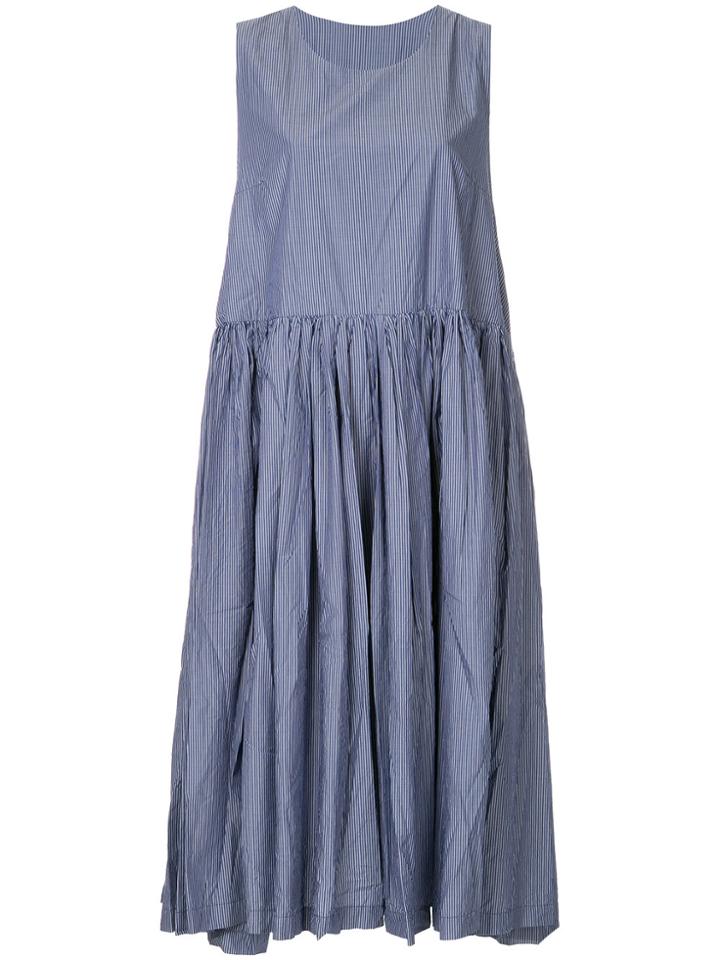 Casey Casey Pinstripe Flared Apron Dress - Blue