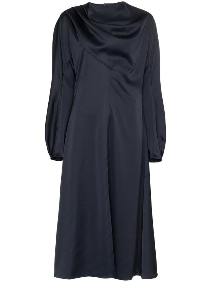 Low Classic High-neck Dress - Blue