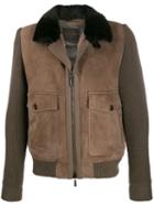Moorer Contrast Textured Jacket - Brown