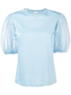 Red Valentino Point D'esprit Puff Sleeve T-shirt - Blue