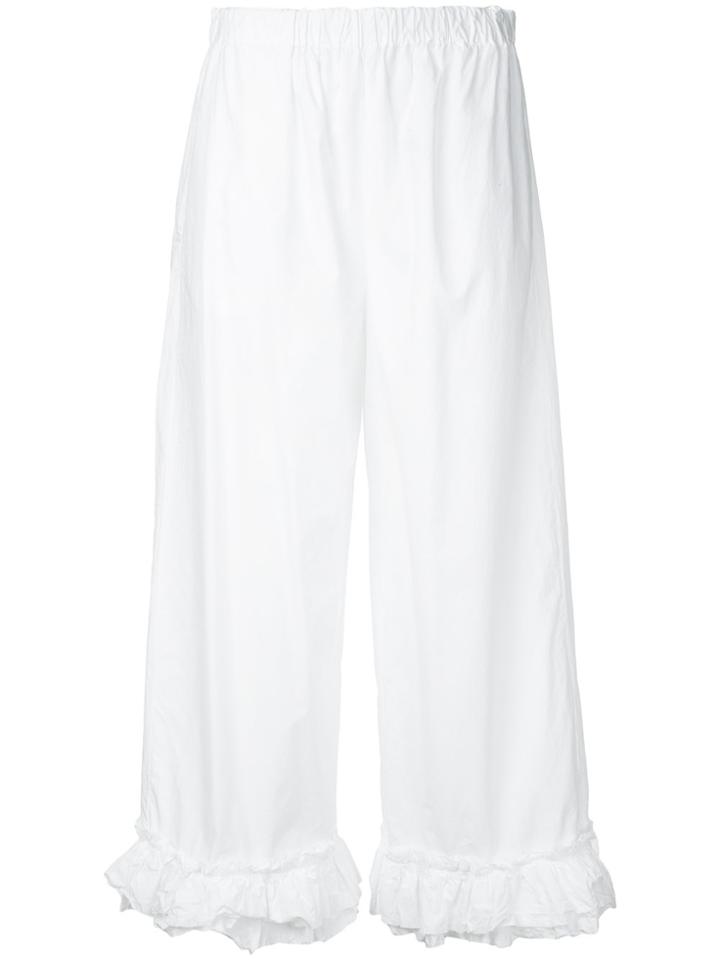 Erika Cavallini Ruffled Detail Cropped Trousers - White