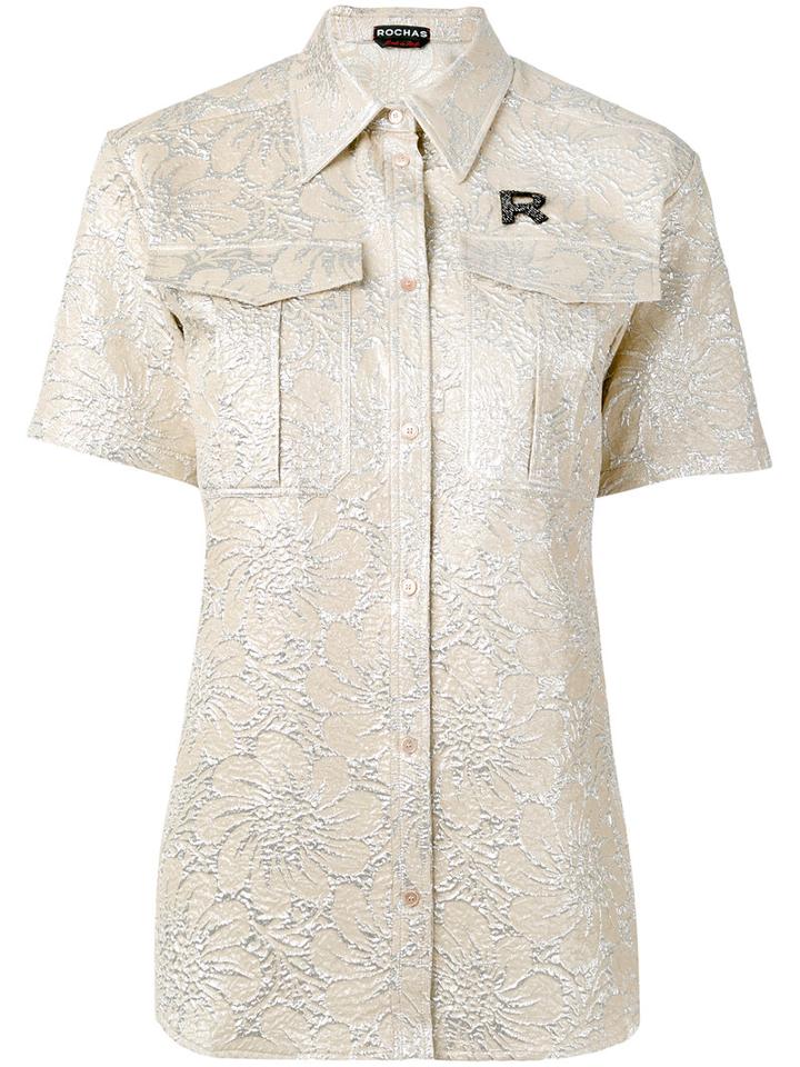 Rochas - Floral Letter Shirt - Women - Silk/polyester - 40, Nude/neutrals, Silk/polyester