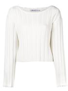 T By Alexander Wang Frayed Ribbed Sweater - White
