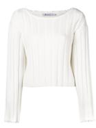 T By Alexander Wang Frayed Ribbed Sweater - White