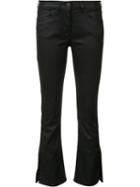 3x1 Wax Detail Flared Cropped Jeans, Women's, Size: 24, Black, Cotton/polyurethane/spandex/elastane