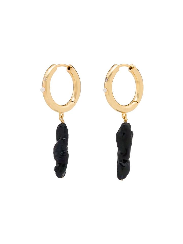 Anni Lu Black Cubic Zirconia Drop Hoops