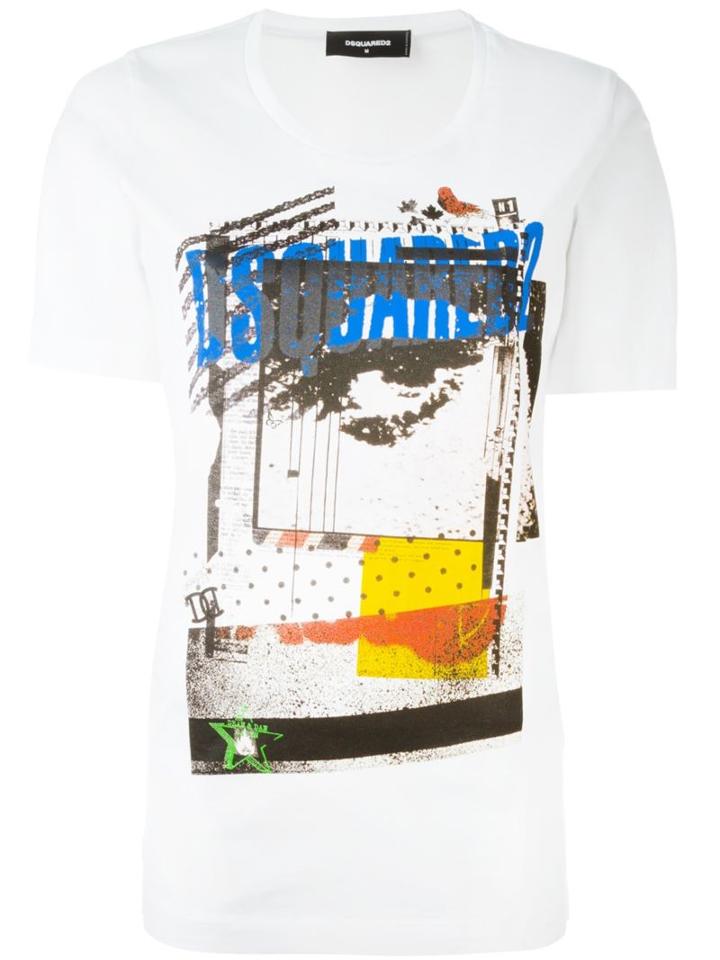 Dsquared2 Front Print T-shirt, Women's, Size: Medium, White, Cotton