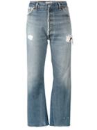 Re/done Levi's Distressed High Waisted Cropped Jeans - Blue
