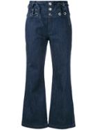 See By Chloé - Lace Front Cropped Jeans - Women - Cotton/spandex/elastane - 28, Blue, Cotton/spandex/elastane