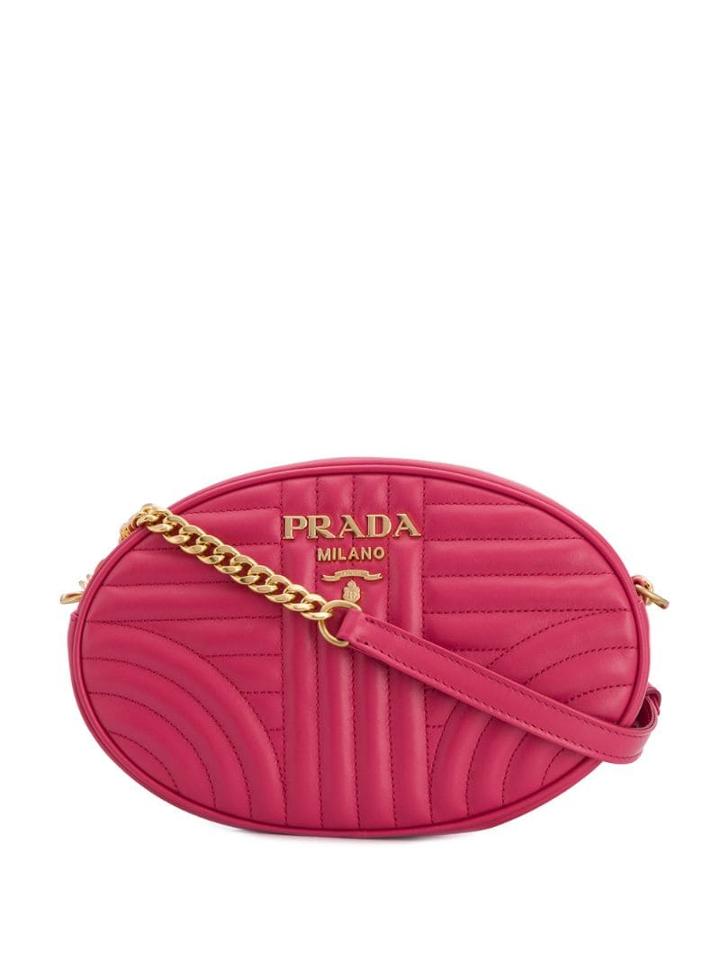 Prada Diagram Oval Shoulder Bag - Pink