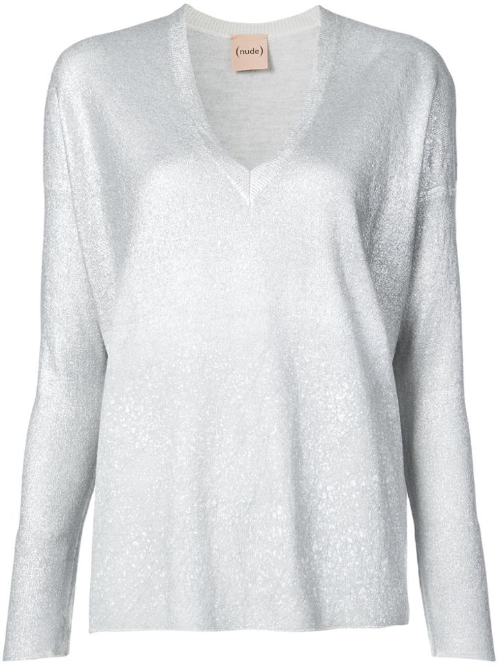 Nude V-neck Jumper - Grey