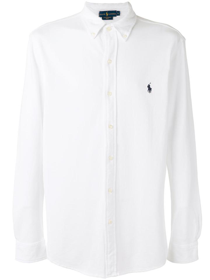 Polo Ralph Lauren Embroidered Logo Shirt, Men's, Size: Medium, White, Cotton