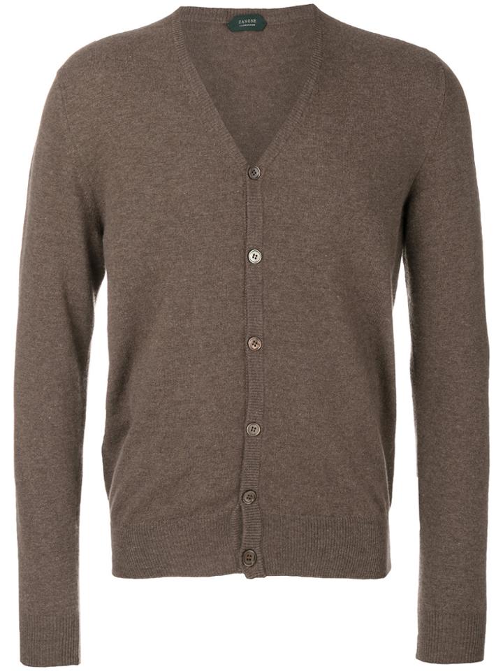 Zanone V-neck Cardigan - Brown