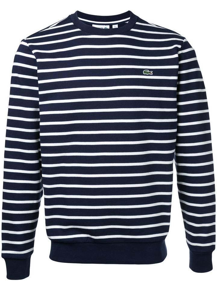 Lacoste - Crew Neck Striped Sweatshirt - Men - Cotton - 6, Blue, Cotton