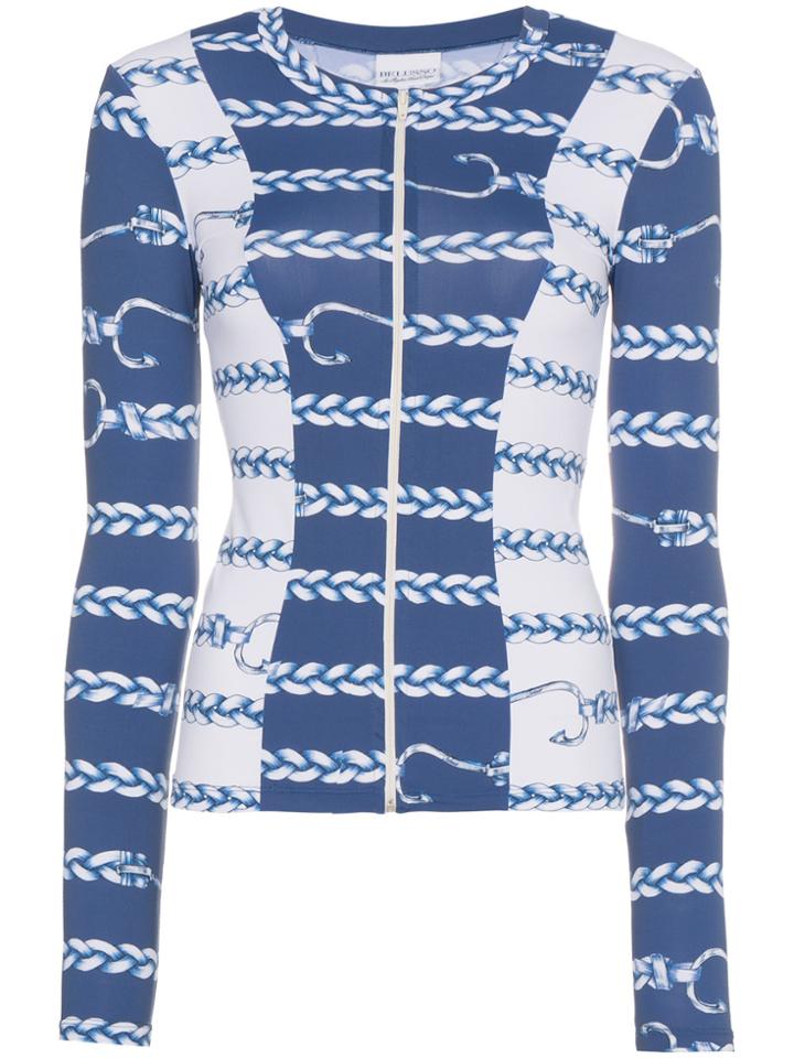 Belusso Nautical Rope Print Sports Style Jacket - Blue
