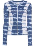 Belusso Nautical Rope Print Sports Style Jacket - Blue