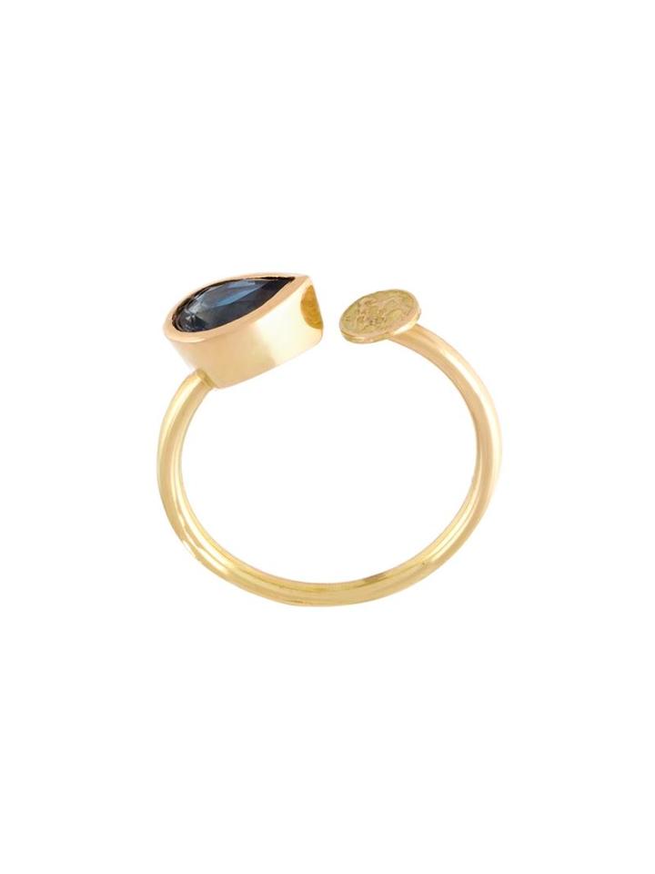 Liska Teardrop Ring, Women's, Metallic, Gold/sapphire