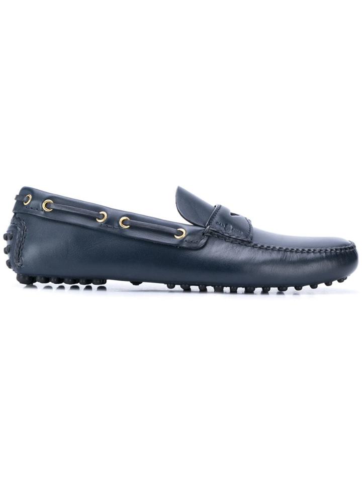 Car Shoe Lace Detail Loafers - Blue