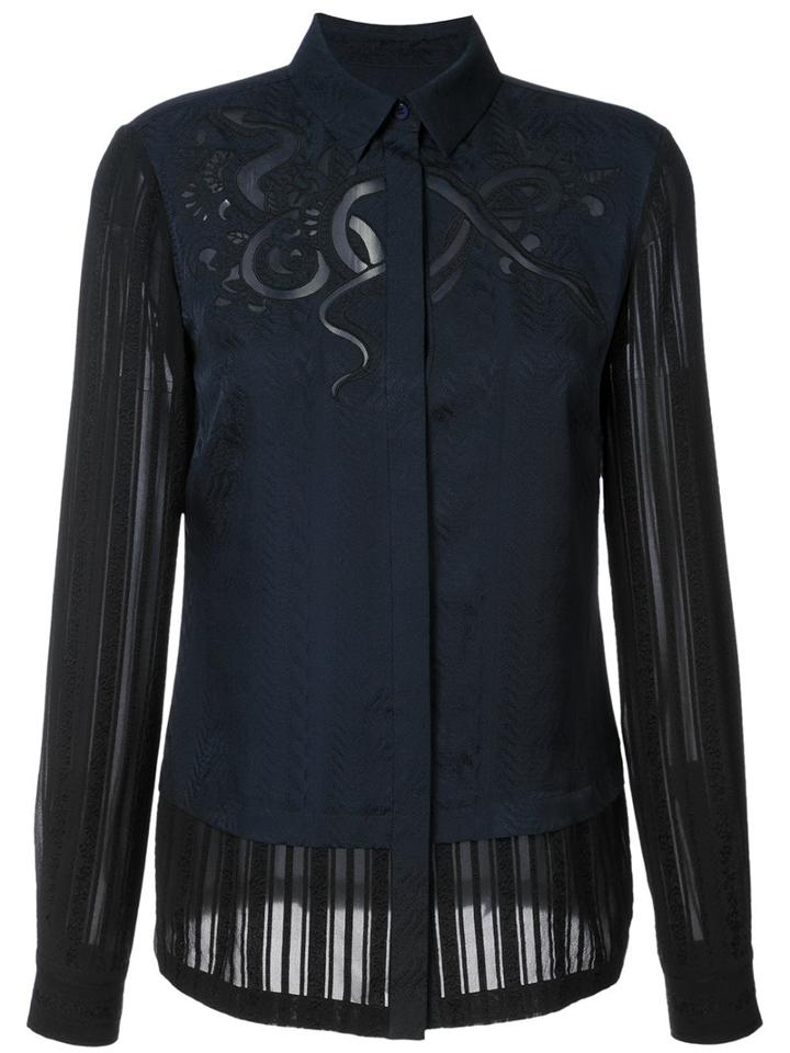 Yigal Azrouel - Embroidered Blouse - Women - Silk - 6, Blue, Silk