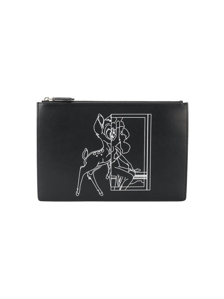 Givenchy Medium Bambi Print Pouch, Women's, Black, Calf Leather