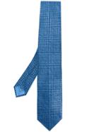Brioni Square Embroidered Tie - Blue