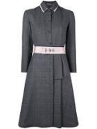 Salvatore Ferragamo Belted Shirt Dress, Women's, Size: 40, Grey, Linen/flax/wool