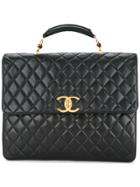 Chanel Vintage Quilted Briefcase Business Handbag - Black