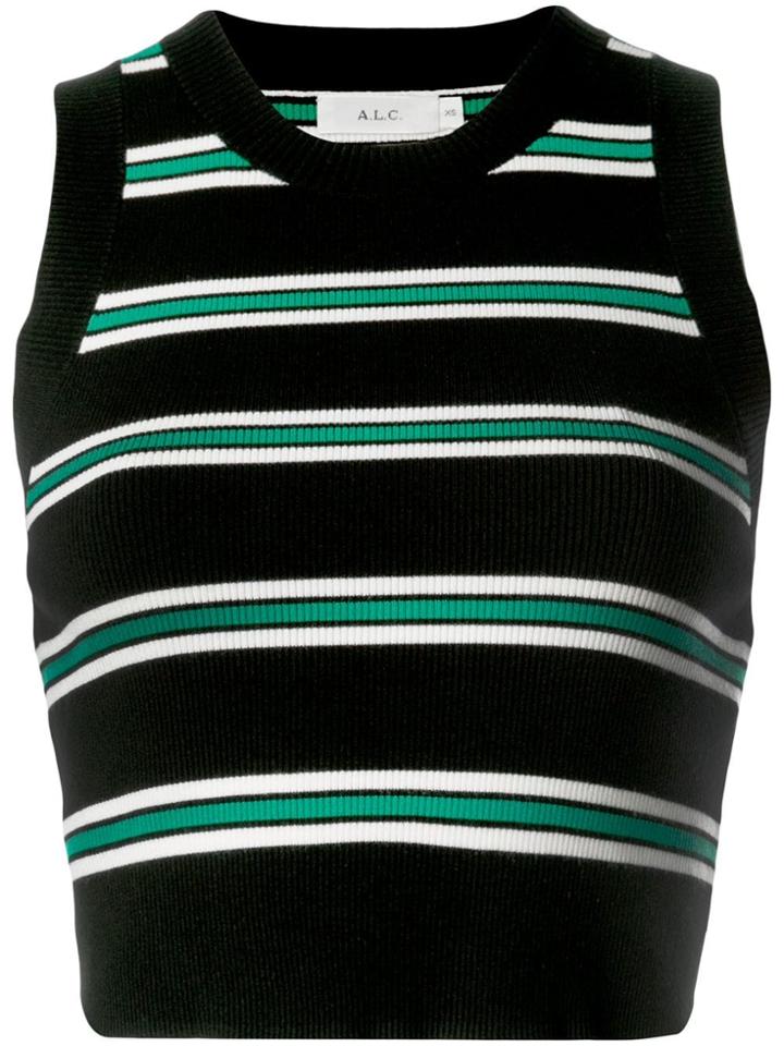 A.l.c. Striped Cropped Vest - Black