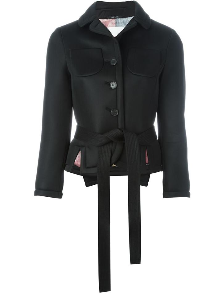 Maison Margiela Belted Jacket, Women's, Size: 40, Black, Polyester/viscose/cupro