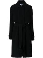 Carven Zipped Belted Coat, Women's, Size: 36, Black, Polyamide/wool