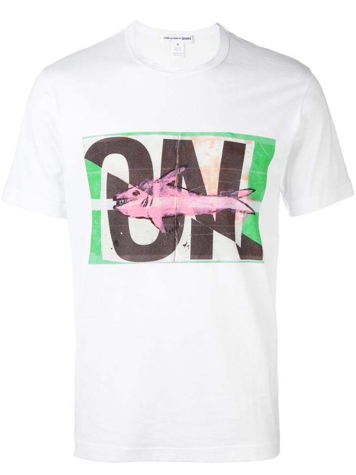 Comme Des Garçons Shirt 'on' Print T-shirt, Men's, Size: Medium, White, Cotton