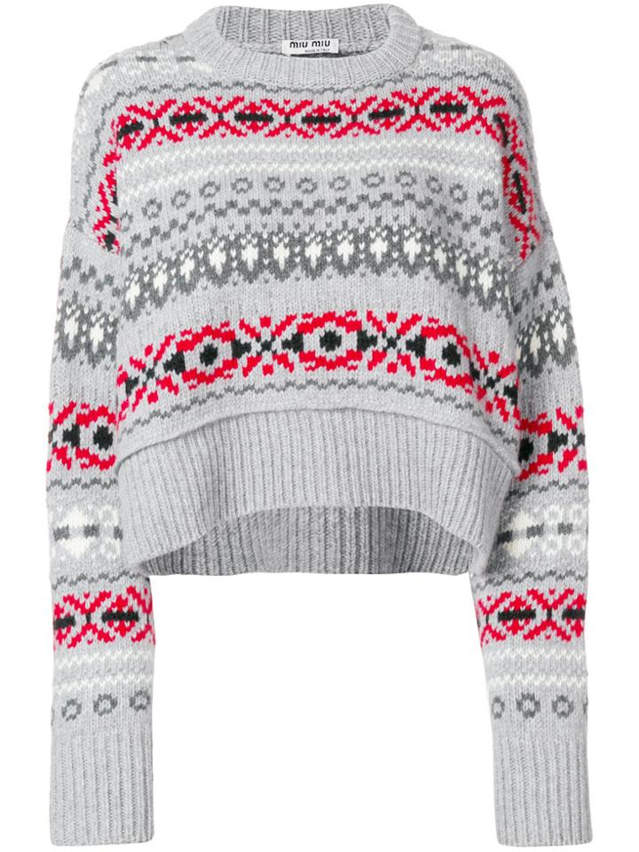 Miu Miu Intarsia Knit Jumper - Grey