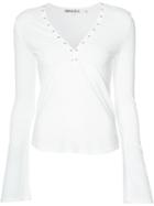 Pam & Gela Eyelet Neckline T-shirt, Women's, Size: Medium, White, Cotton/polyester/rayon