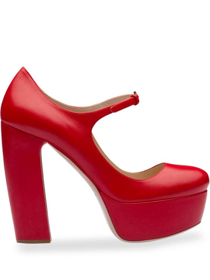 Miu Miu Platform Mary Jane Pumps - Red