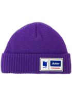 Ader Error Logo Patch Beanie - Pink & Purple