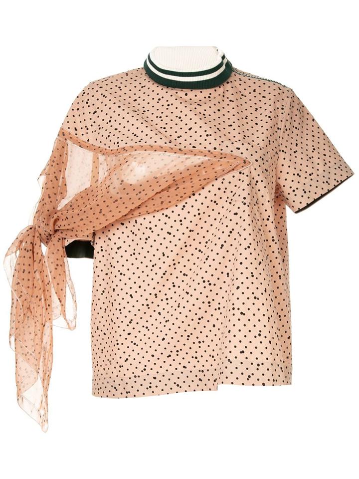 Sacai Tie Sleeve Tie T-shirt - Neutrals