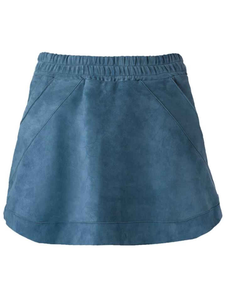 Andrea Bogosian Leather Skort, Women's, Size: Medium, Blue, Chamois Leather