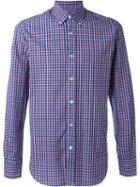 Canali Plaid Button Down Shirt, Men's, Size: M, Blue, Cotton