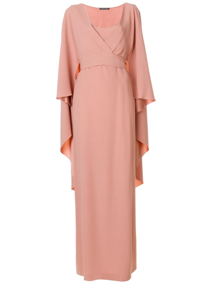 Alberta Ferretti Drape Sleeved Dress - Pink & Purple