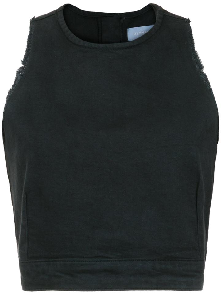 Olympiah Distressed Cropped Top - Black